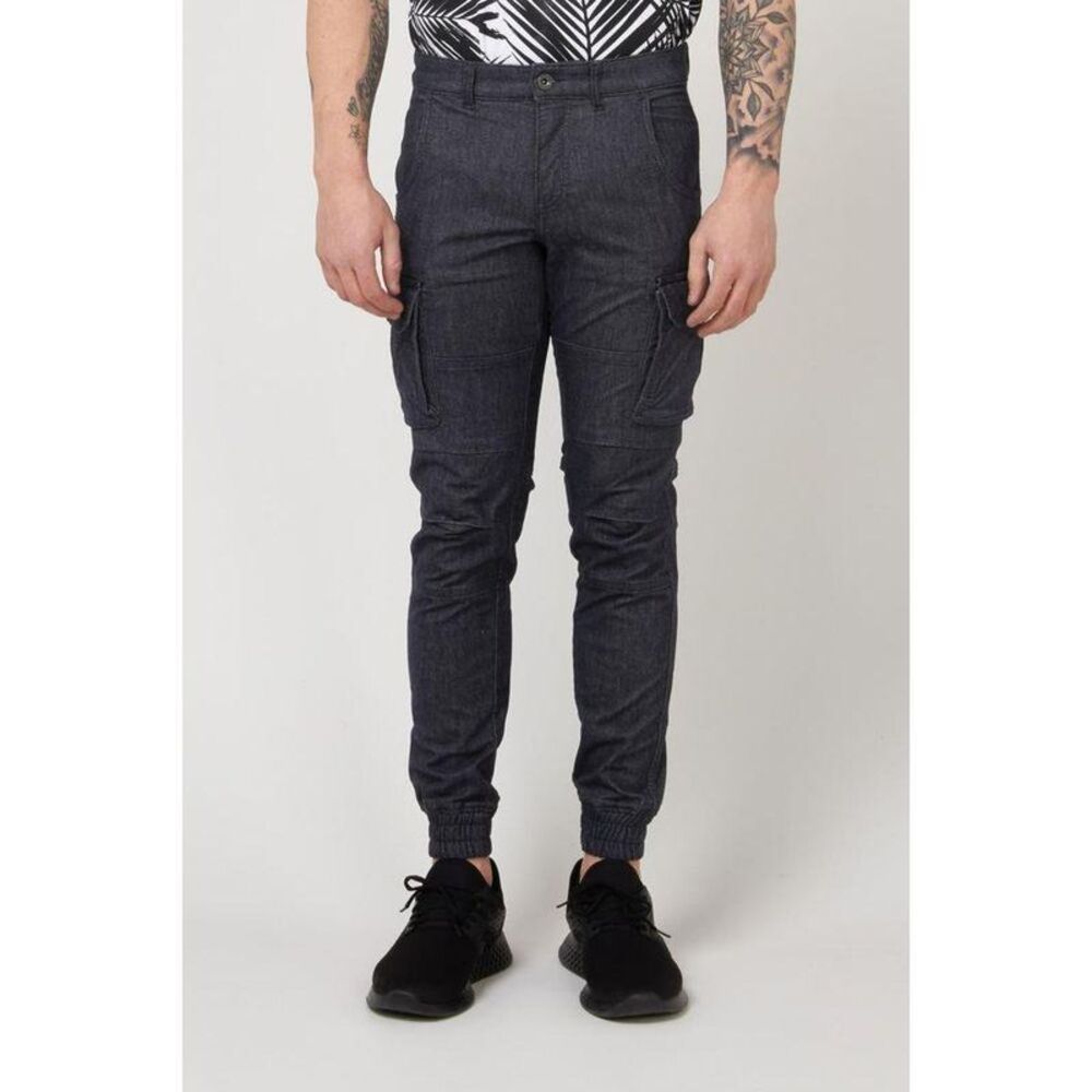 Gas Polyester Cargo Pants Men Navy Blue Bottoms
